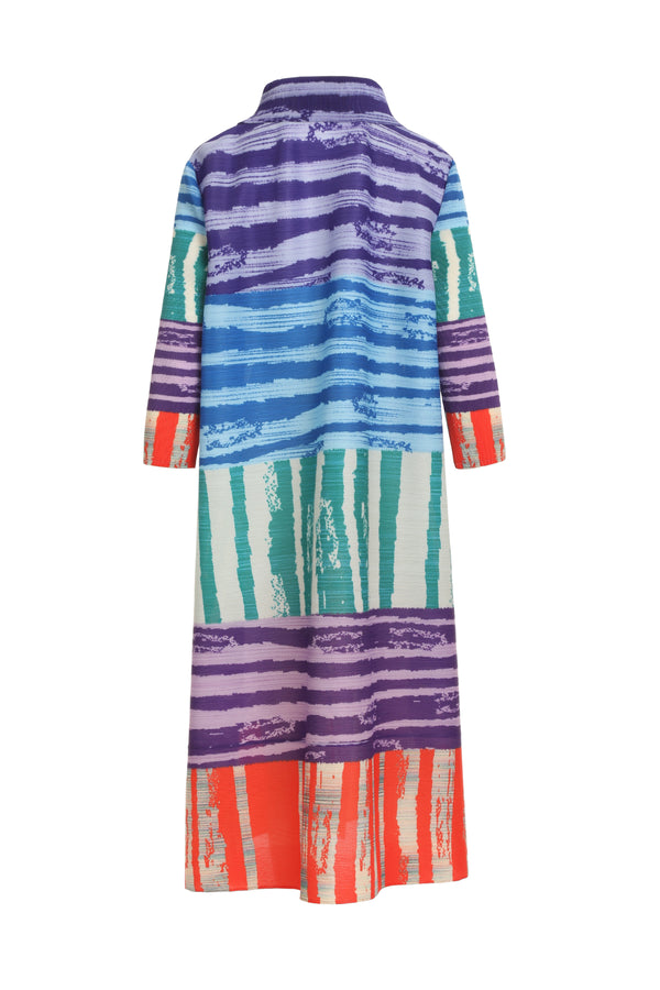 Dorian Multicolor Block Abstract Printed Pleat Maxi Dress - Shop Beulah Style
