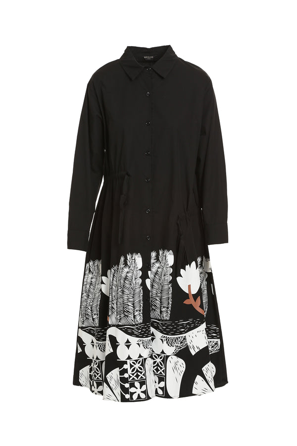 Jaz Modern Print Collared Midi Shirt Dress - Shop Beulah Style