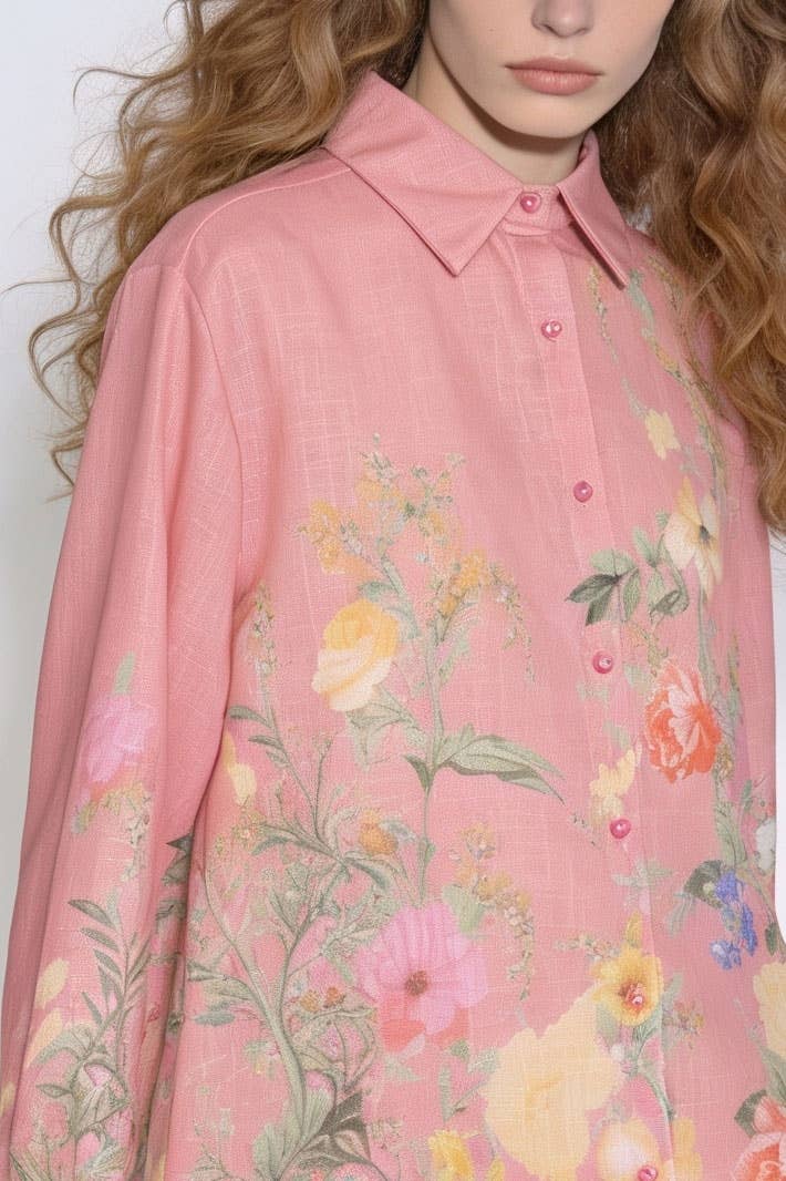 Botanical Print Relaxed Shirt And Trouser Set