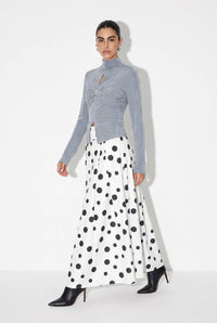 Crystal Buckle Ruched Keyhole Top