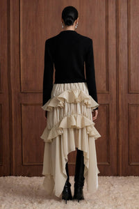 Diamond Textured Knit Metallic Button Jacket