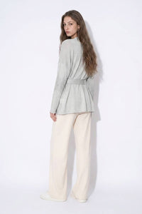 Rhinestone Embellished Shimmer Belted Cardigan