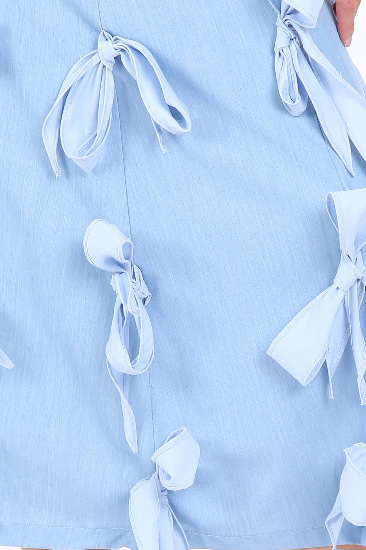Multi Ribbon Tie Applique A-Line Midi Skirt