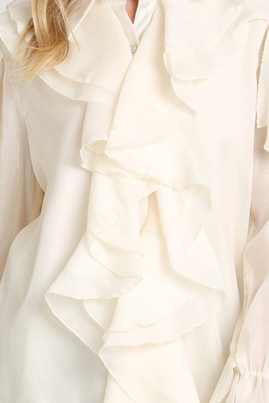 Shimmer Organza Voluminous Ruffled Blouse