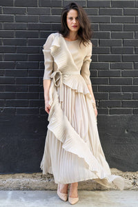Asymmetric Micro-Pleated Ruffle Maxi Dress - image 7