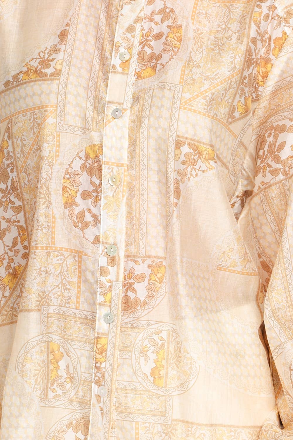 Multi-Print Sheer Button Up Shirt