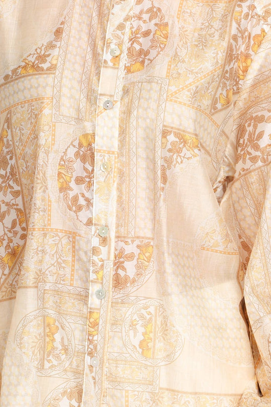 Multi-Print Sheer Button Up Shirt