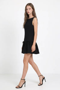 Bow-Detailed Drop-Waist Mini Dress