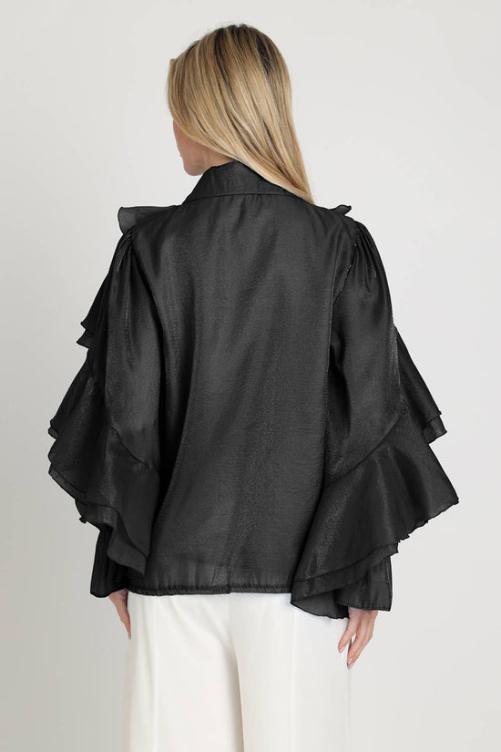 Shimmer Organza Voluminous Ruffled Blouse