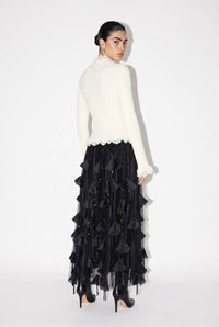 Ribbed Lace Trim Button Front Top