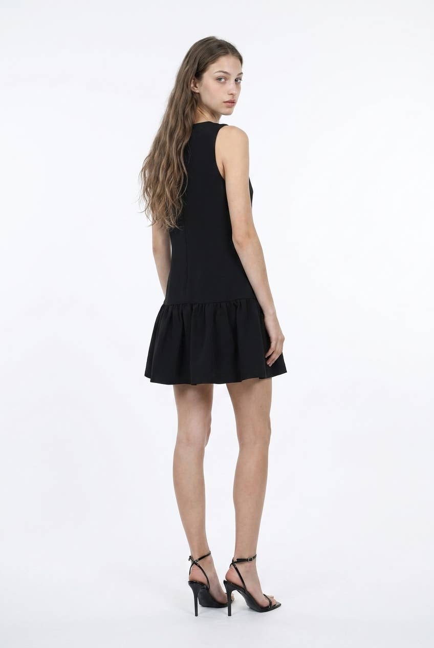 Bow-Detailed Drop-Waist Mini Dress