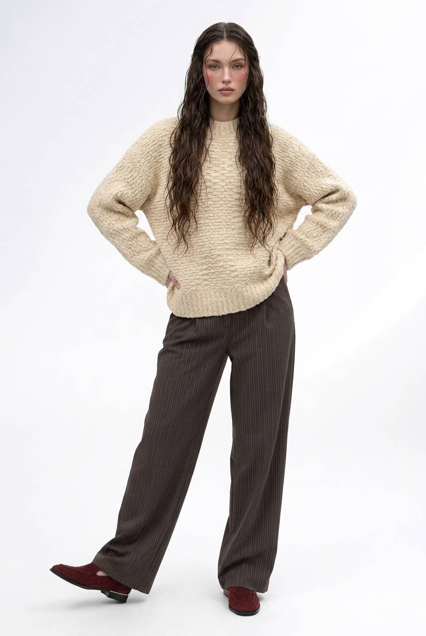 Cashmere Boucle Pullover Oversized Sweater