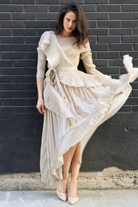 Asymmetric Micro-Pleated Ruffle Maxi Dress - image 11