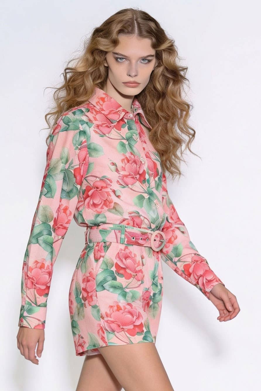 Floral Print Embellished Button-Down Shirt