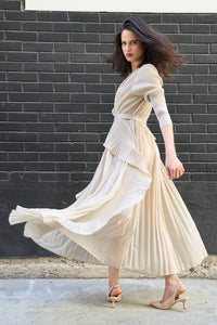 Asymmetric Micro-Pleated Ruffle Maxi Dress - image 10