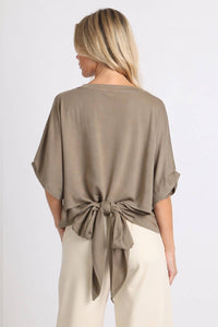 Batwing Sleeve Back Tie Jersey Top