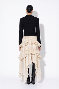 Diamond Textured Knit Metallic Button Jacket