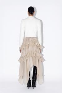 Diamond Textured Knit Metallic Button Jacket