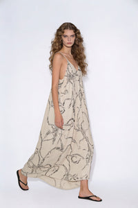 Abstract Nautical Rope Print Maxi Slip Dress
