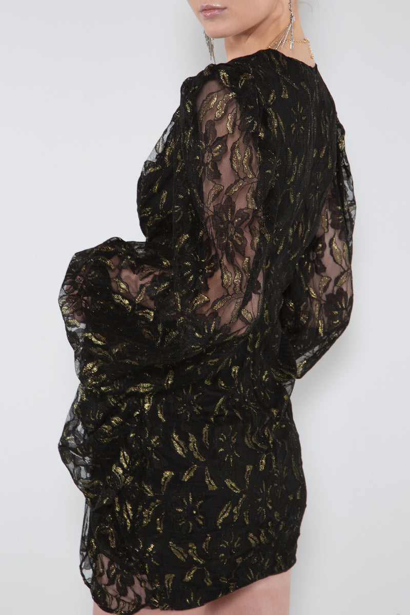 Kehlani Gold Foil Mesh Layer Dress - Shop Beulah Style