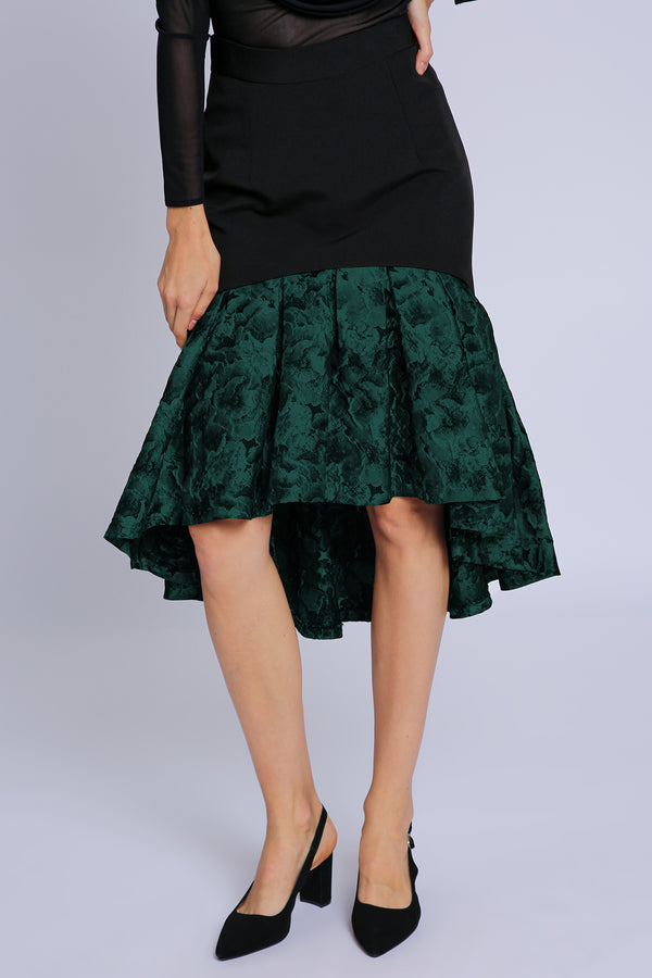 Hyacinth High Low Floral Print Ruffled Pencil Midi Skirt - Shop Beulah Style