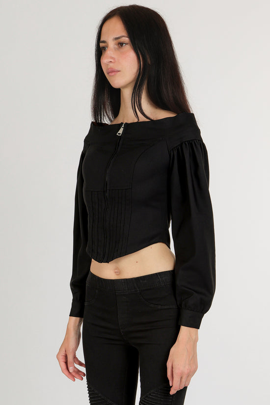 Brady Off-Shoulder Zippered Crop Top - Shop Beulah Style