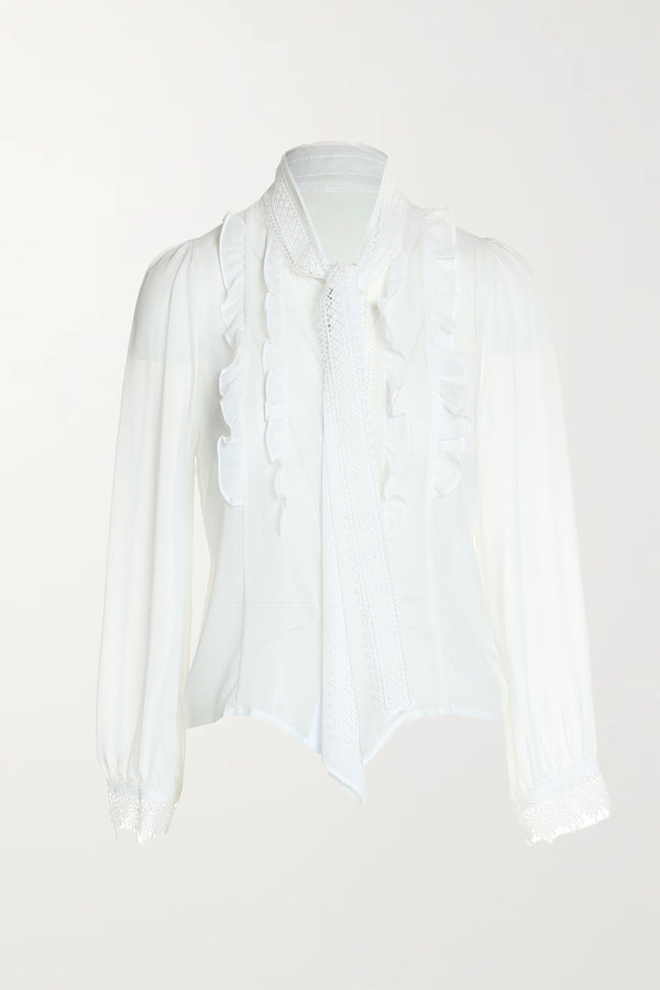 Milano Tie Neck Ruffle Blouse - Shop Beulah Style
