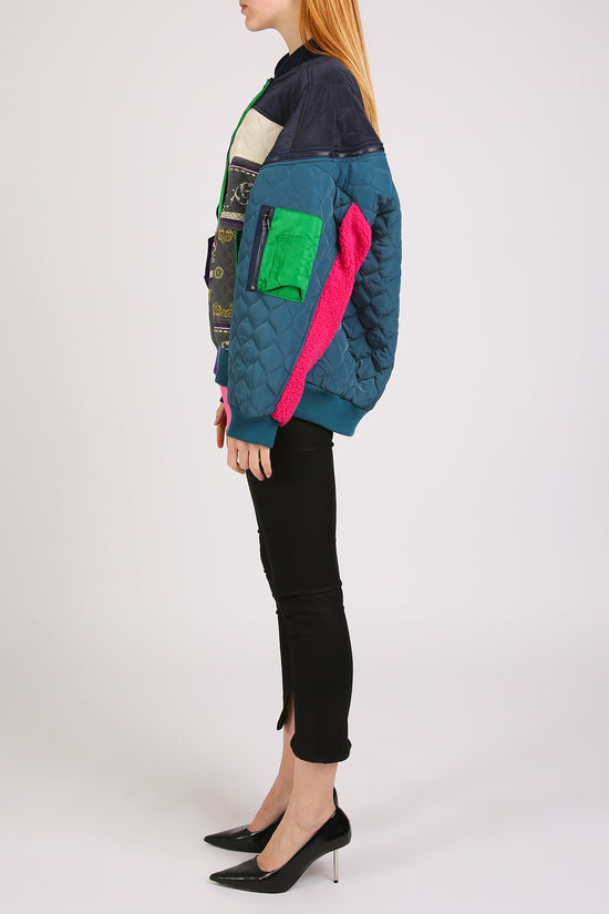 Carmina Multicolor Asymmetrical Print Quilted Winter Jacket - Shop Beulah Style