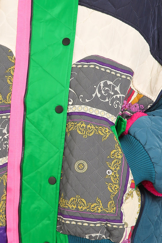 Carmina Multicolor Asymmetrical Print Quilted Winter Jacket - Shop Beulah Style