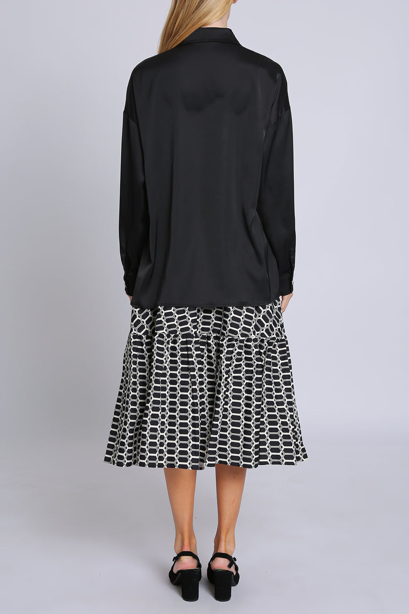 Craig Contrast Geometric Honeycomb Printed Midi Skirt