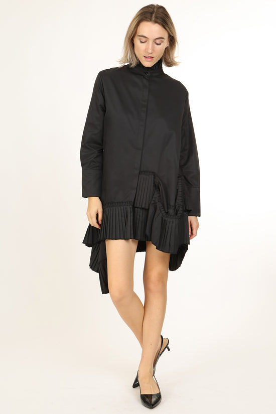 CJ Asymmetrical Pleated Hem Detail Mini Shirt Dress