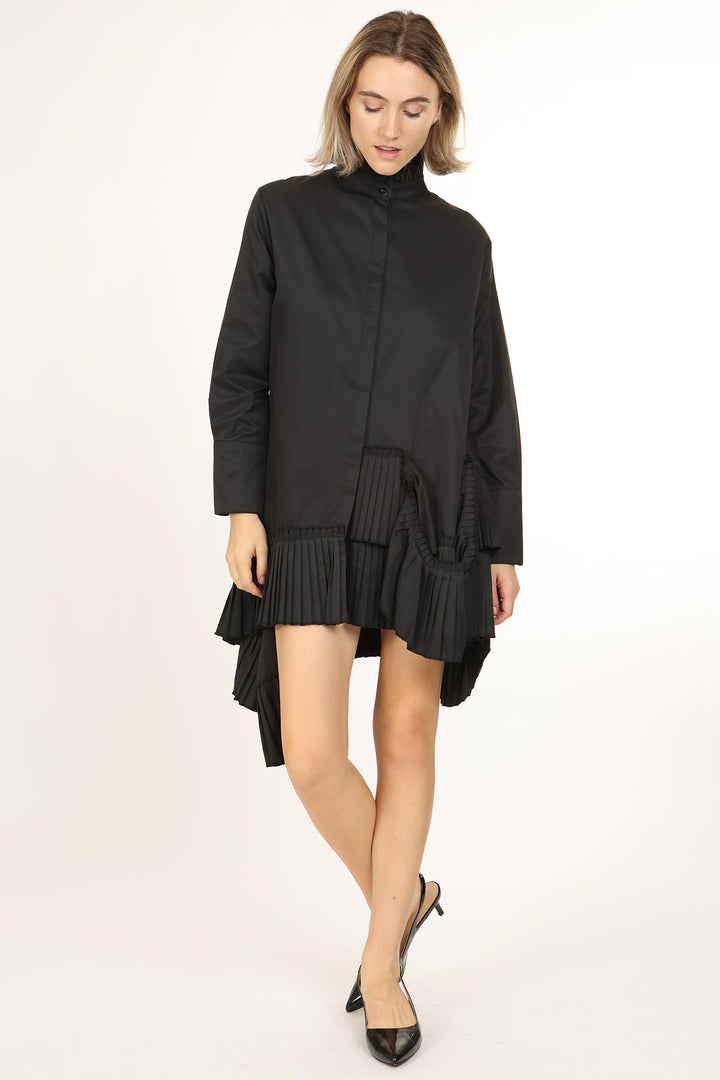 CJ Asymmetrical Pleated Hem Detail Mini Shirt Dress