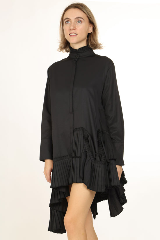 CJ Asymmetrical Pleated Hem Detail Mini Shirt Dress