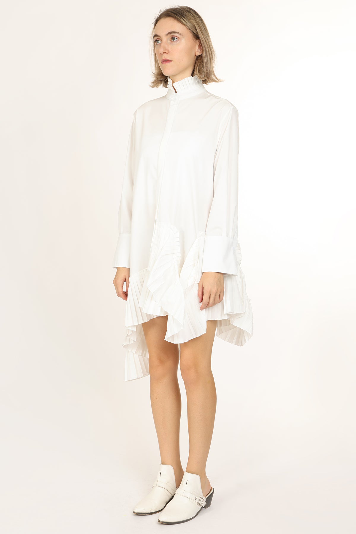 CJ Asymmetrical Pleated Hem Detail Mini Shirt Dress