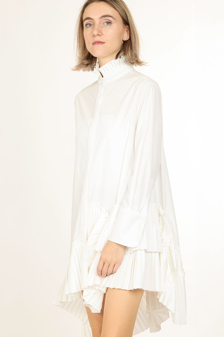 CJ Asymmetrical Pleated Hem Detail Mini Shirt Dress