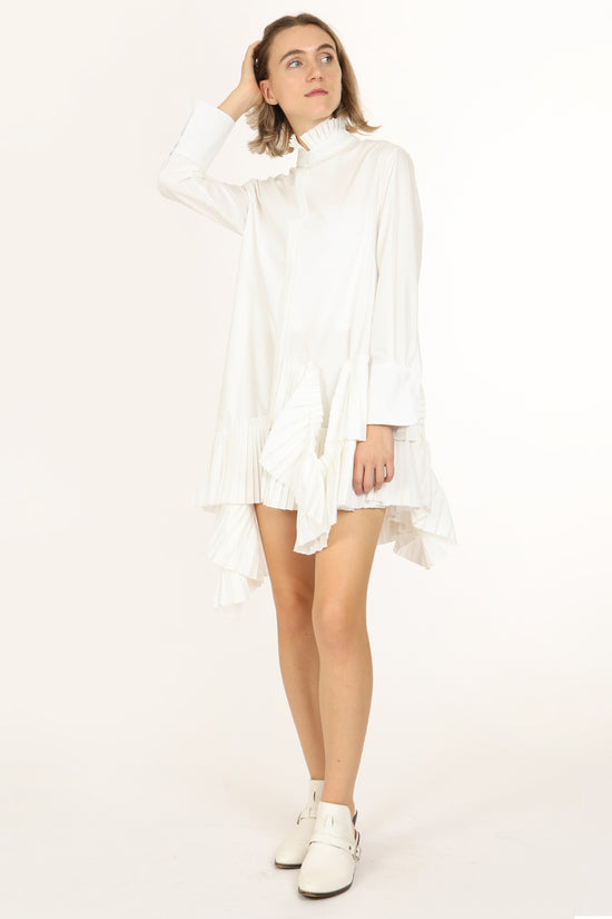 CJ Asymmetrical Pleated Hem Detail Mini Shirt Dress