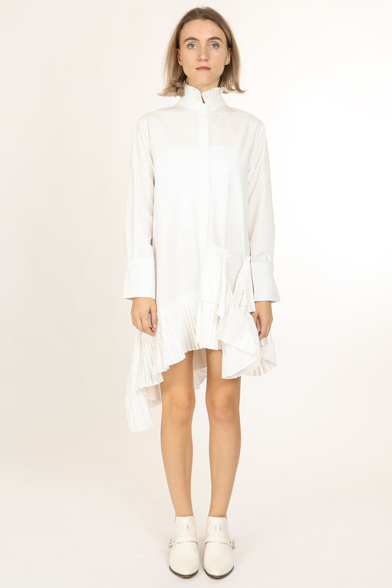 CJ Asymmetrical Pleated Hem Detail Mini Shirt Dress