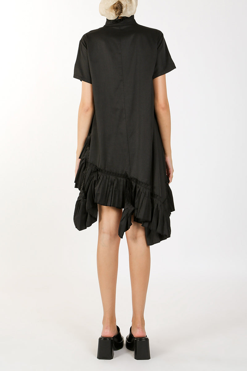Josi Asymmetrical Ruffles Trim Detail Mini Shirt Dress - Shop Beulah Style