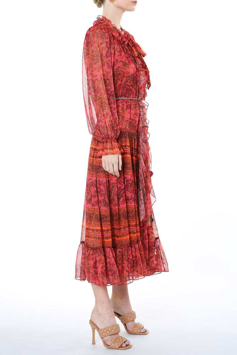 Amaya Sheer Ruffle Wrap Dress - Shop Beulah Style