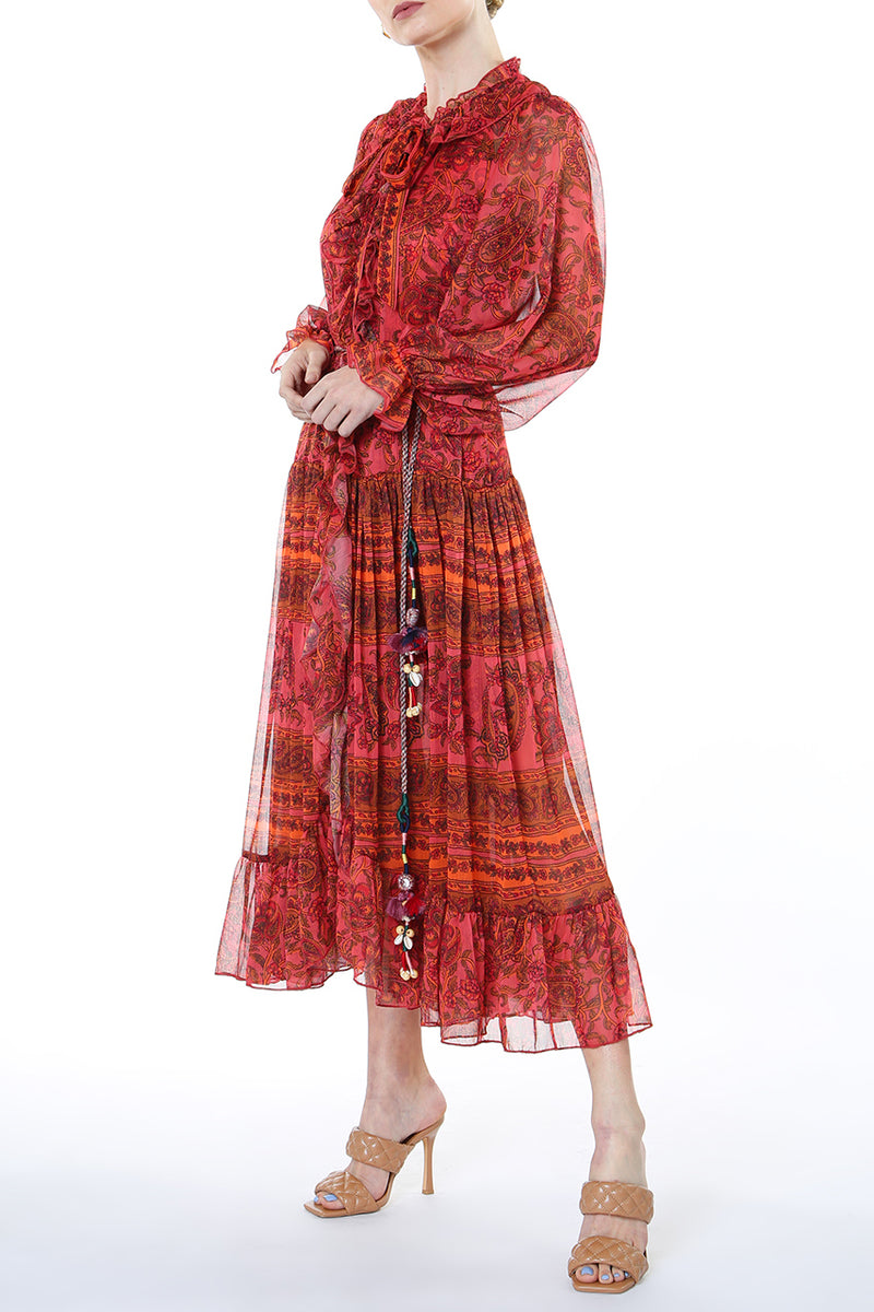 Amaya Sheer Ruffle Wrap Dress - Shop Beulah Style