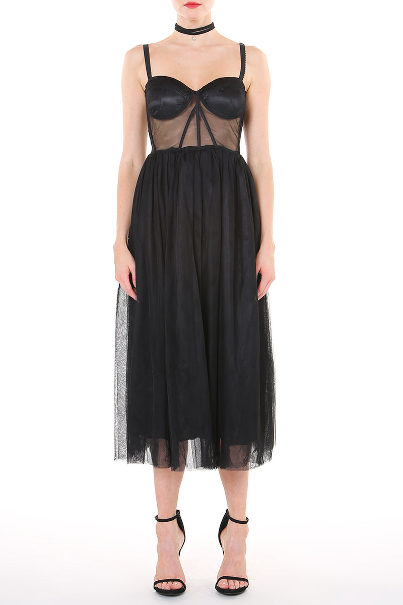 Aubrey Sleeveless Shoulder Strap Mesh Dress - Shop Beulah Style