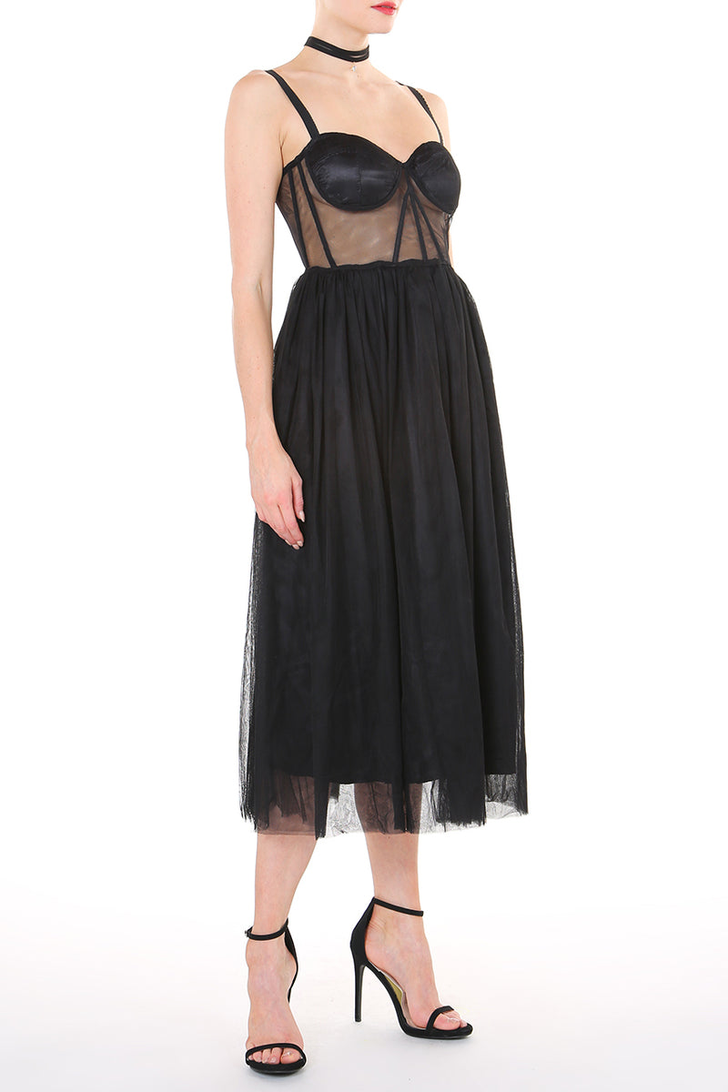 Aubrey Sleeveless Shoulder Strap Mesh Dress - Shop Beulah Style