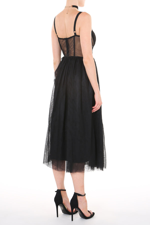 Aubrey Sleeveless Shoulder Strap Mesh Dress - Shop Beulah Style