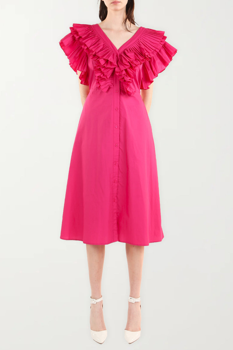 Layered Ruffle Front Button Dress - Shop Beulah Style