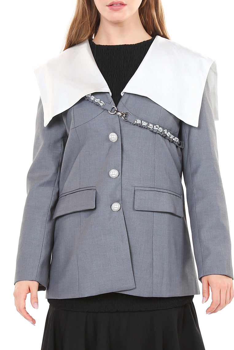Hilary Sailor Collar Blazer Jacket - Shop Beulah Style