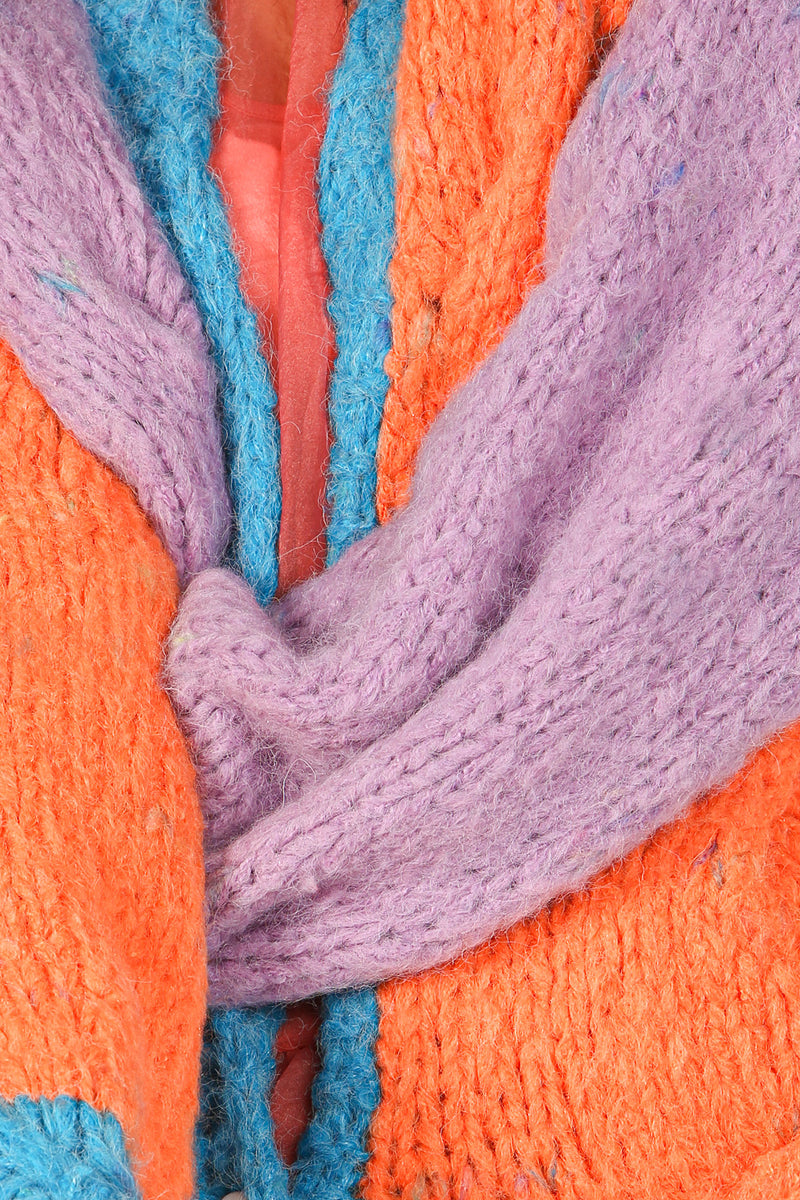 Color Block Chunky Knit Cardigan Sweater - Shop Beulah Style