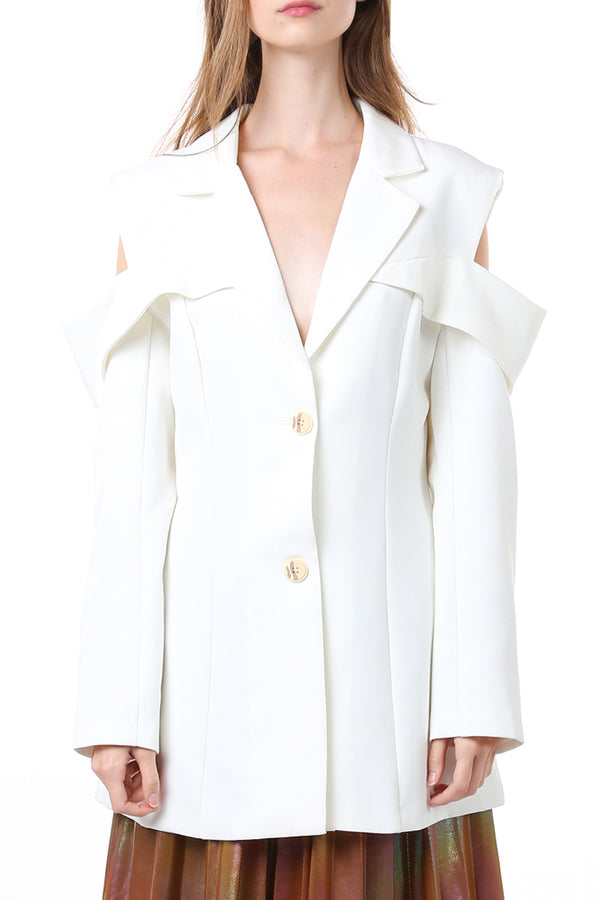 Cold shoulder lapel jacket - Shop Beulah Style