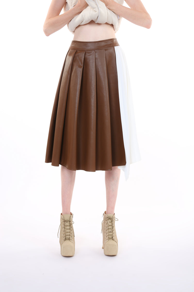 Felicity Dual Tone Asymmetrical Pleated Midi Skirt - Shop Beulah Style