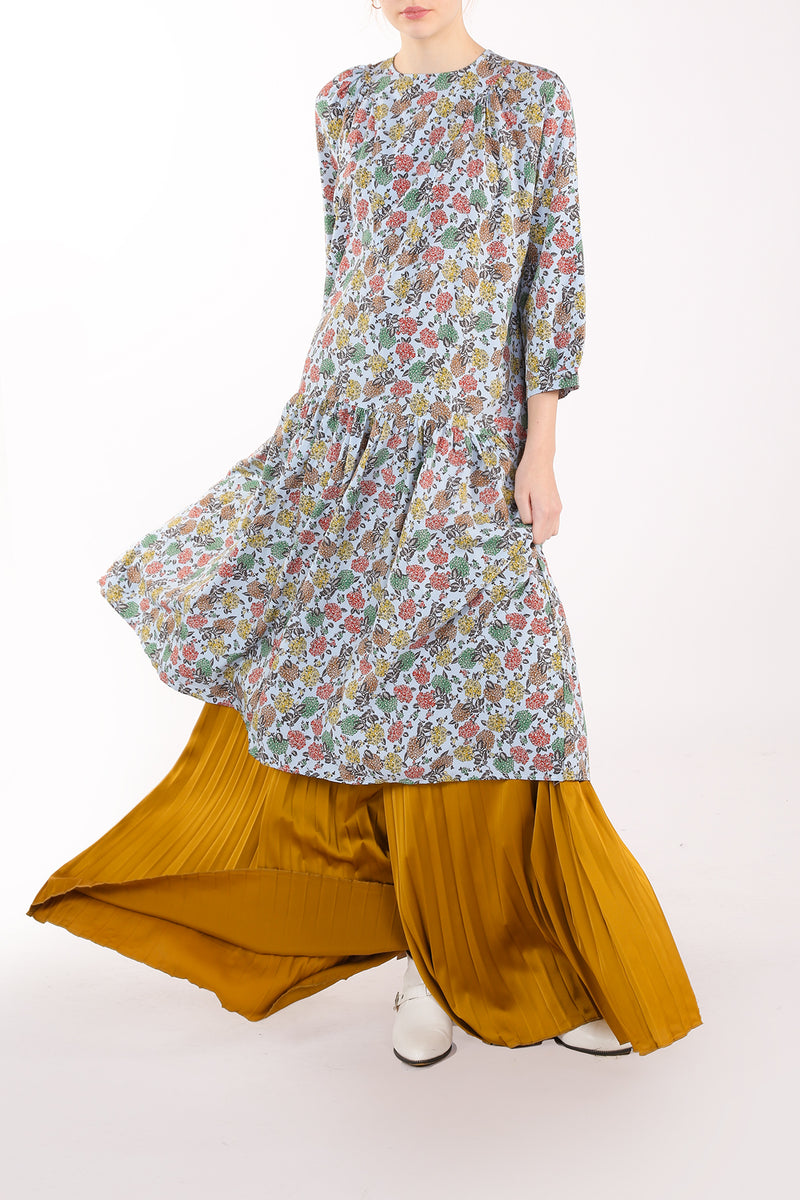 Dahlia Abstract Floral Print Flounce Dress - Shop Beulah Style