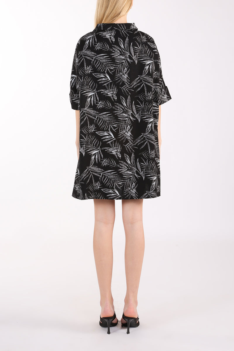 Angela Metallic Detail Print Tunic Mini Dress - Shop Beulah Style